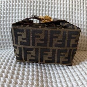 Vintage Fendi Black and Brown Monogram Clutch